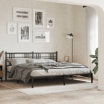 Tăblie de pat metalică, negru, 180 cm - Img 3