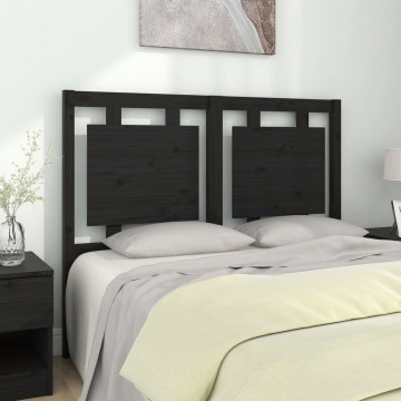 Tăblie de pat, negru, 125,5x4x100 cm, lemn masiv de pin - Img 1