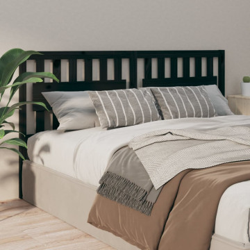 Tăblie de pat, negru, 125,5x4x100 cm, lemn masiv de pin - Img 4