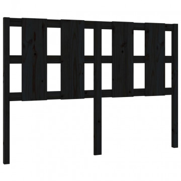 Tăblie de pat, negru, 145,5x4x100 cm, lemn masiv de pin - Img 2