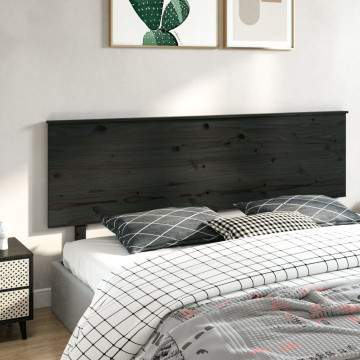 Tăblie de pat, negru, 204x6x82,5 cm, lemn masiv de pin - Img 4
