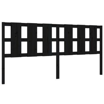 Tăblie de pat, negru, 205,5x4x100 cm, lemn masiv de pin - Img 2