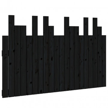 Tăblie de pat pentru perete, negru 127,5x3x80 cm lemn masiv pin - Img 2