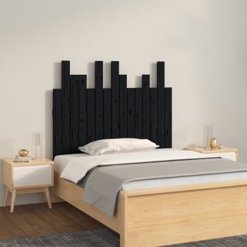 Tăblie de pat pentru perete, negru, 95,5x3x80 cm lemn masiv pin - Img 1