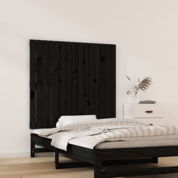 Tăblie de pat pentru perete, negru, 95,5x3x90cm, lemn masiv pin - Img 3