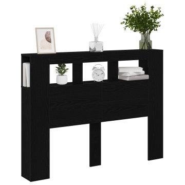 Tăblie LED Negru Stejar 140x18,5x40 cm Lemn stratificat - Img 2