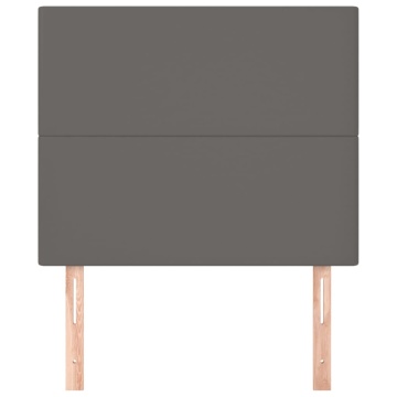 Tăblii de pat, 2 buc, gri, 90x5x78/88 cm, piele ecologică - Img 3