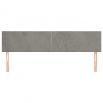 Tăblii de pat, 2 buc, gri deschis, 100x5x78/88 cm, catifea - Img 3