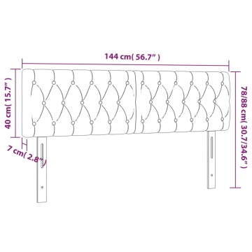 Tăblii de pat, 2 buc, gri deschis, 72x7x78/88 cm, catifea - Img 7