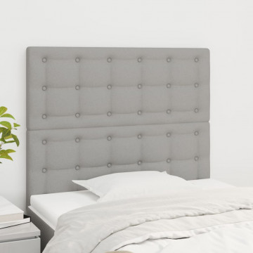 Tăblii de pat, 2 buc, gri deschis, 90x5x78/88 cm, textil - Img 1