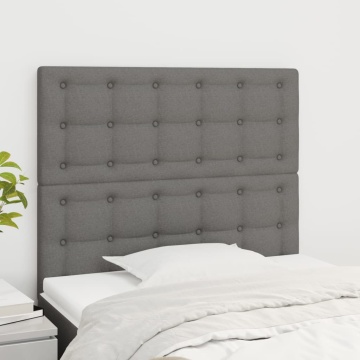Tăblii de pat, 2 buc, gri închis, 80x5x78/88 cm, textil - Img 1