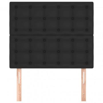 Tăblii de pat, 2 buc, negru, 100x5x78/88 cm, piele ecologică - Img 3