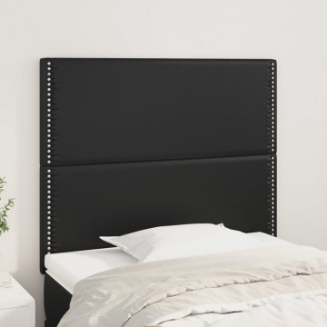 Tăblii de pat, 2 buc, negru, 100x5x78/88 cm, piele ecologică - Img 1