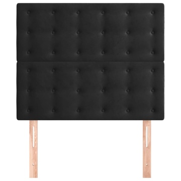Tăblii de pat, 2 buc, negru, 90x5x78/88 cm, catifea - Img 3