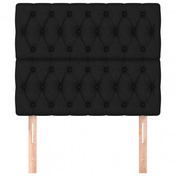 Tăblii de pat, 2 buc, negru, 90x7x78/88 cm, textil - Img 3