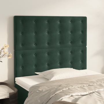 Tăblii de pat, 2 buc, verde închis, 100x5x78/88 cm, catifea - Img 1