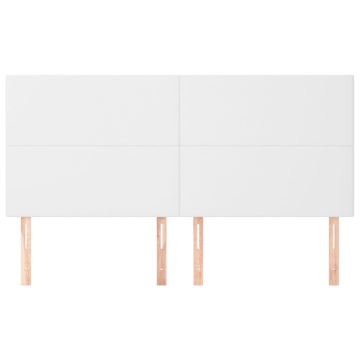 Tăblii de pat, 4 buc, alb, 90x5x78/88 cm, piele ecologică - Img 3