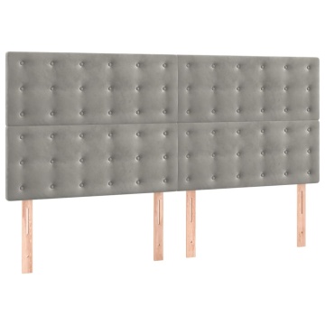 Tăblii de pat, 4 buc, gri deschis, 100x5x78/88 cm, catifea - Img 2