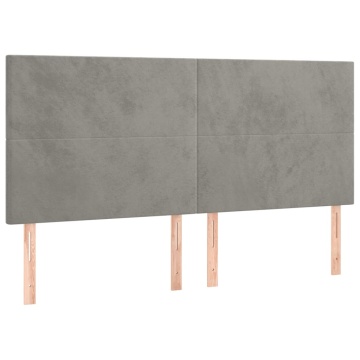 Tăblii de pat, 4 buc, gri deschis, 80x5x78/88 cm, catifea - Img 2