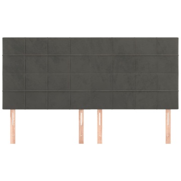 Tăblii de pat, 4 buc, gri închis, 100x5x78/88 cm, catifea - Img 3
