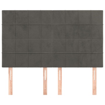 Tăblii de pat, 4 buc, gri închis, 72x5x78/88 cm, catifea - Img 3