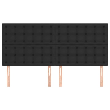 Tăblii de pat, 4 buc, negru, 100x5x78/88 cm, piele ecologică - Img 3