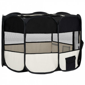Țarc de câini pliabil cu sac de transport, negru, 110x110x58 cm - Img 4