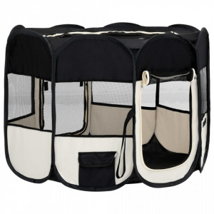 Țarc de câini pliabil cu sac de transport, negru, 90x90x58 cm - Img 3