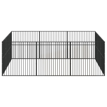 Țarc pentru câini cu 12 panouri, negru, oțel galvanizat - Img 11