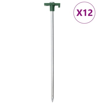 Țăruși de cort, 12 buc., 25 cm, 7 mm, oțel galvanizat și PP - Img 1