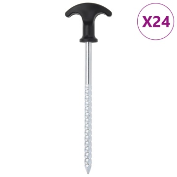 Țăruși de cort, 24 buc., 17 cm, Ø7 mm, oțel galvanizat - Img 1
