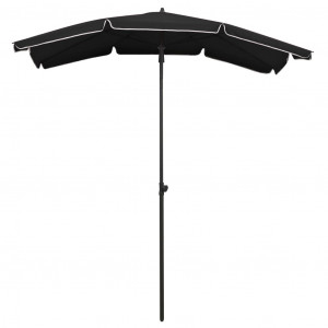 Umbrelă de grădină cu stâlp, negru, 200x130 cm - Img 3