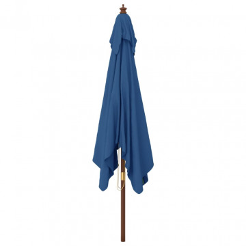 Umbrelă de grădină stâlp din lemn, albastru azur 300x300x273 cm - Img 4