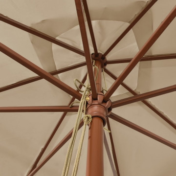 Umbrelă de grădină stâlp din lemn, taupe, 300x300x273 cm - Img 7