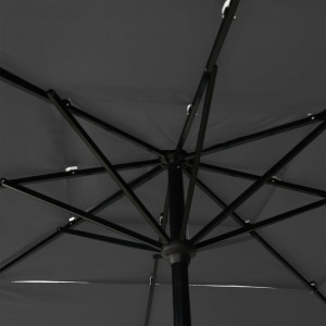 Umbrelă de soare 3 niveluri, stâlp aluminiu, antracit 2,5x2,5 m - Img 2