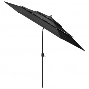 Umbrelă de soare 3 niveluri, stâlp de aluminiu, antracit, 3 m - Img 3