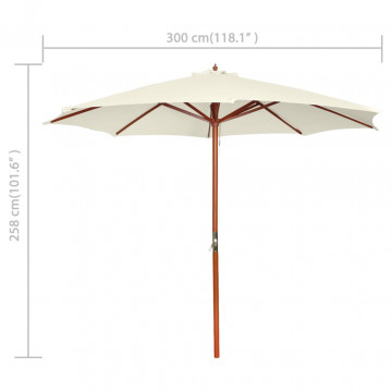 Umbrelă de soare, 300 x 258 cm, alb nisipiu - Img 6