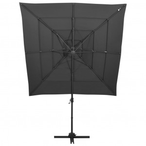 Umbrelă de soare 4 niveluri, stâlp aluminiu antracit 250x250 cm - Img 3