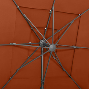 Umbrelă de soare 4 niveluri stâlp aluminiu cărămiziu 250x250 cm - Img 2