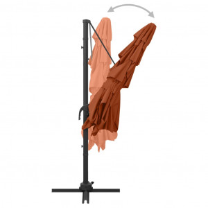 Umbrelă de soare 4 niveluri stâlp aluminiu cărămiziu 250x250 cm - Img 6