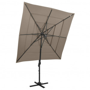 Umbrelă de soare 4 niveluri stâlp aluminiu gri taupe 250x250 cm - Img 1