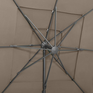 Umbrelă de soare 4 niveluri stâlp aluminiu gri taupe 250x250 cm - Img 2