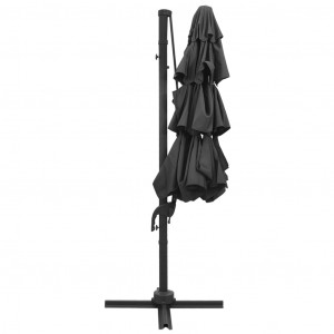 Umbrelă de soare 4 niveluri, stâlp de aluminiu, antracit, 3x3 m - Img 4