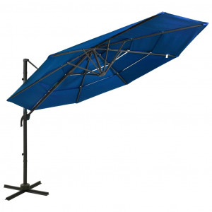 Umbrelă de soare 4 niveluri, stâlp de aluminiu, azuriu, 3x3 m - Img 1