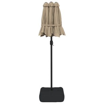Umbrelă de soare cu două capete cu LED-uri gri taupe 316x240 cm - Img 6