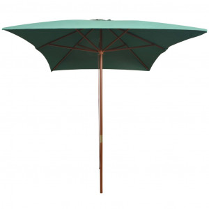 Umbrelă de soare cu stâlp de lemn 200x300 cm, verde - Img 3
