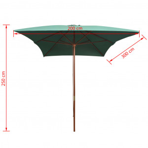 Umbrelă de soare cu stâlp de lemn 200x300 cm, verde - Img 5