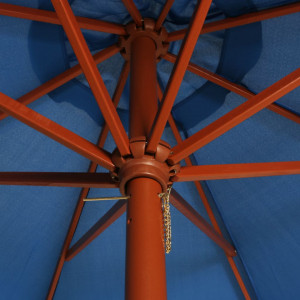 Umbrelă de soare cu stâlp din lemn, albastru, 300 x 258 cm - Img 2