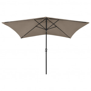 Umbrelă de soare cu stâlp din oțel & LED-uri, gri taupe, 2x3 m - Img 4