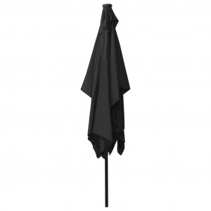 Umbrelă de soare cu stâlp din oțel & LED-uri, negru, 2x3 m - Img 7
